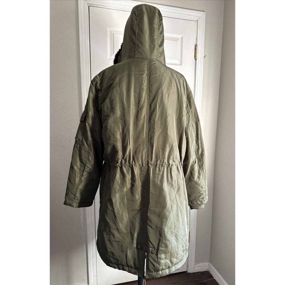 Gap Big Puff Jacket Women Sz Green Long Sleeve Zipper Pockets Fluffy - Picture 4 of 16